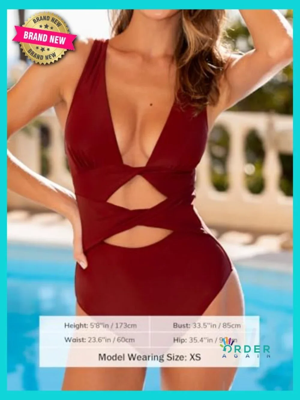 One Piece Swimsuit Cutout Back Twist Plunging Neck Crisscross